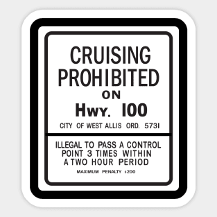 Cruising Prohibited Sticker